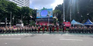 Car Free Day, Ditsamapta Polda Metro Jaya Patroli Bersepeda di Bunderan HI