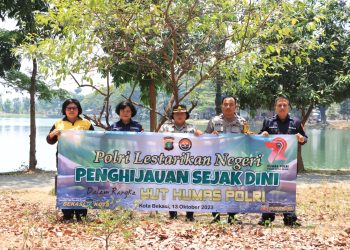 Polri Lestarikan Negeri, Polres Bekasi Kota Ajak Masyarakat Jaga Lingkungan dengan Menanam Pohon