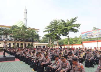 Bawa Perlengkapan Lengkap, Ratusan Personel Polres Tangsel Siap Amankan TPS