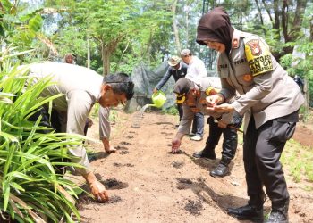 Kapolres Kepulauan Seribu Dukung Ketahanan Pangan, Tanam Benih di Pulau Karya