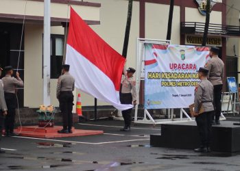 Polres Metro Depok Gelar Upacara Hari Kesadaran Nasional, Kabagops Tekankan Disiplin dan Pengabdian
