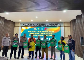 Sambut HUT Bhayangkara, Polres Dumai Beri Pengobatan Gratis hingga Sembako untuk Pengemudi Ojol