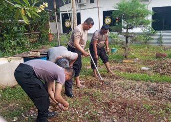 Polsek Metro Gambir Tanam Bibit Jagung, Dukung Program Ketahanan Pangan di Lingkungan Kantor
