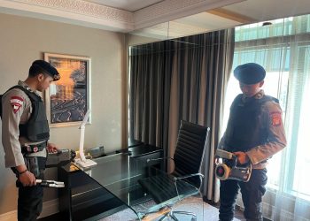 Brimob Polda Metro Jaya Sterilkan Hotel Kempinski dan Amankan Lokasi Kunjungan Delegasi Turkish Gendarmerie