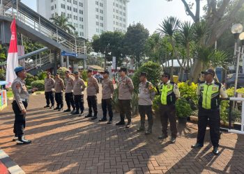 Polsek Sawah Besar Gelar Apel Pengamanan Unjuk Rasa di Kemenkeu R.I