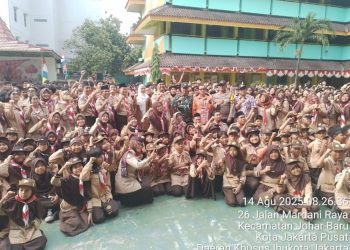 Tiga Pilar Johar Baru Hadiri Upacara HUT Pramuka ke-64 di SMPN 2 Jakarta