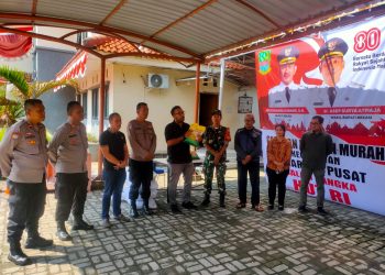 Polsek Cikarang Pusat Hadiri Program Gerakan Pangan Murah di Kantor Kecamatan Cikarang Pusat