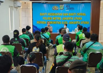 Bhakti Kesehatan dan Bhakti Sosial Polsek Metro Penjaringan Bersama Komunitas Ojol Jakut