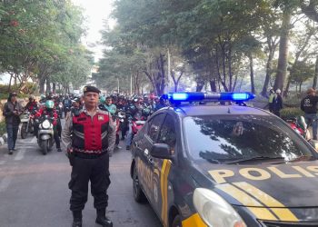 Polisi Lakukan Monitoring dan Pengamanan, Ratusan Ojol dari Jakarta Utara Berangkat Apel Kamtibmas di Monas