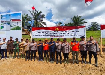 Doa Bersama dan Pematangan Lahan, Kapolda Aceh Komitmen Dorong Percepatan Huntap Korban Bencana
