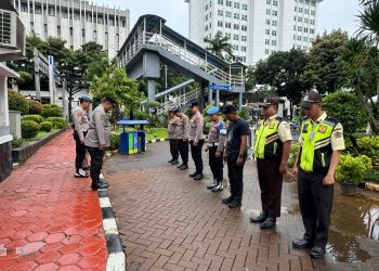 Polisi Gelar Apel Pelayanan Aksi Mahasiswa di Kemenkeu Sawah Besar