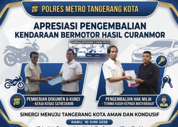 Tak Sekadar Tangkap Pelaku, Polres Metro Tangerang Kota Kembalikan Motor Curian ke Tangan Pemilik
