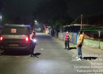 Jaga Jakarta Jaga Bekasi, Patroli Biru Polsek Babelan Pantau Jalan K.H. Noer Alie