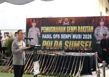 Negara Hadir Berantas Senpi Ilegal, Polda Sumsel Musnahkan Ratusan Senjata Api Hasil Ops Senpi Musi 2026