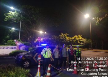Patroli Biru Polsek Cikarang Pusat Sisir Titik Rawan di Hegarmukti