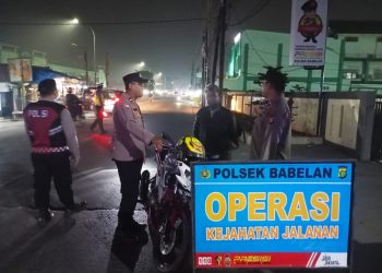 Polsek Babelan Gelar OKJ Antisipasi 3C dan Tawuran di Jalan Raya Pasar Babelan
