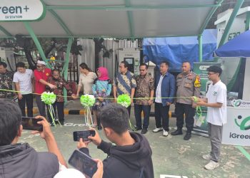 Bhabinkamtibmas Hadiri Opening SPKLU di Kel. Medansatria
